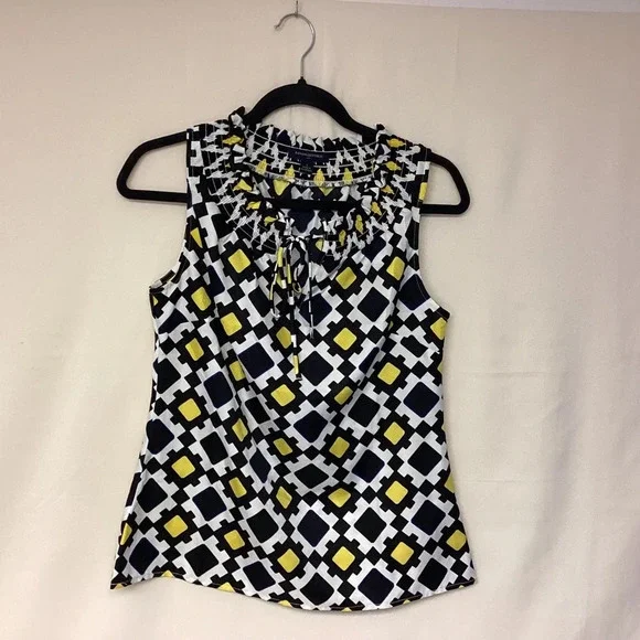 Banana Republic Blouse Abstract Business Office Classic Timeless Womens Size S - Picture 1 of 8